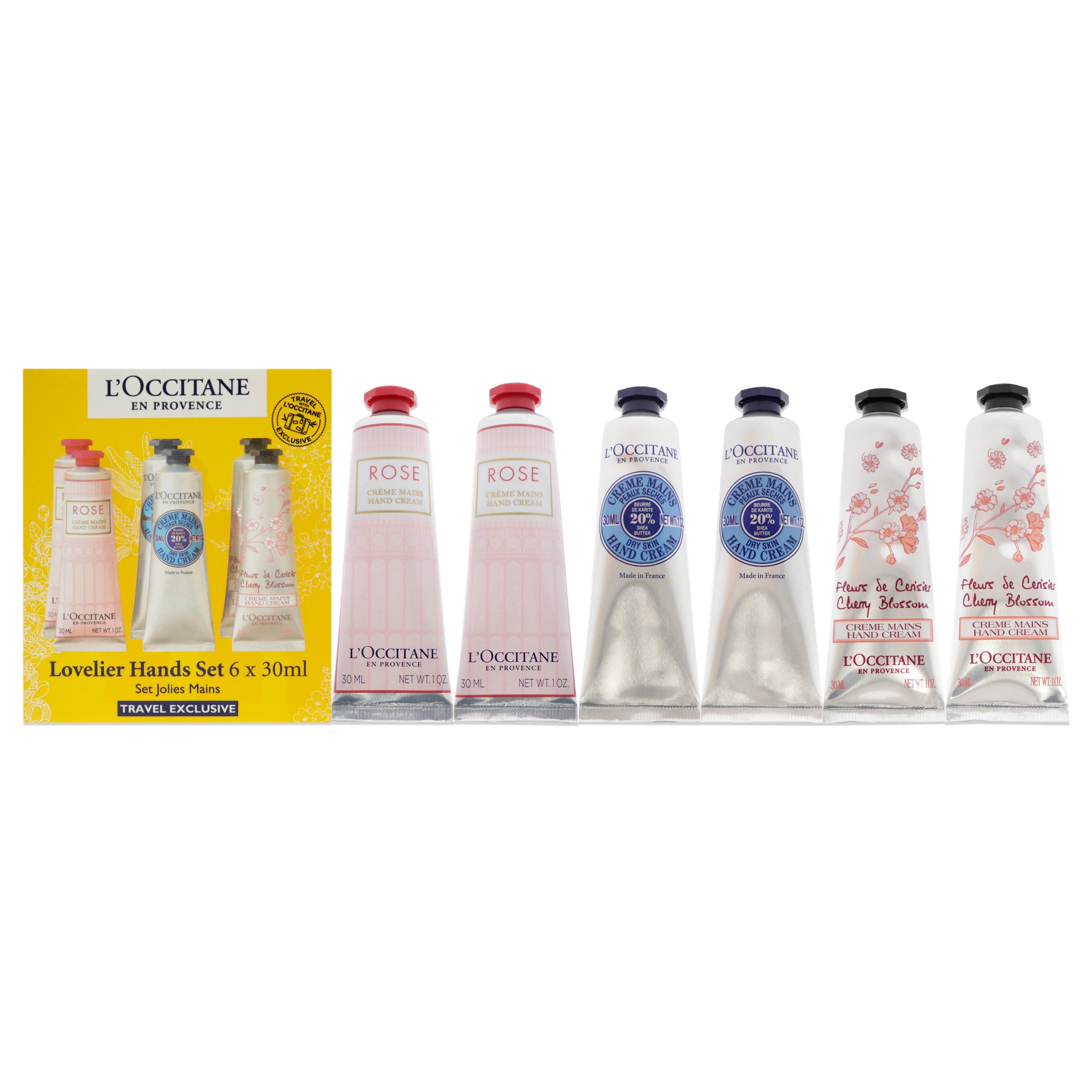 Lovelier Hands Kit by LOccitane for Unisex 6 x 1 oz 2 Rose, 2 Shea Dry Skin, 2 Cherry Blossom