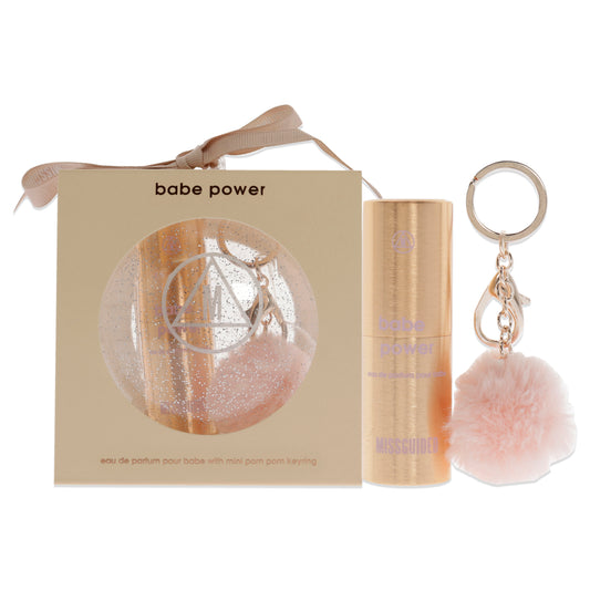 Babe Power by Missguided for Women - 2 Pc Mini Gift Set 10ml EDP Spray, Mini Pom Pom Keyring