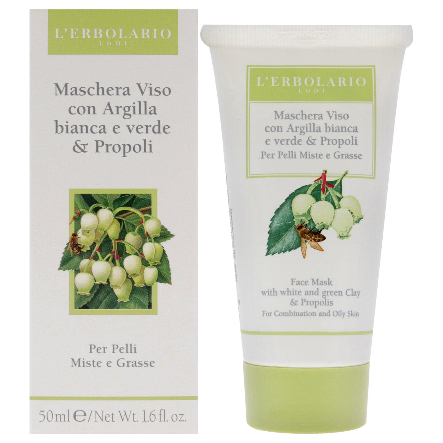 Face Mask - White and Green Clay