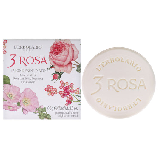 3 Rose Perfumed Bar Soap by LErbolario for Unisex - 3.5 oz Soap
