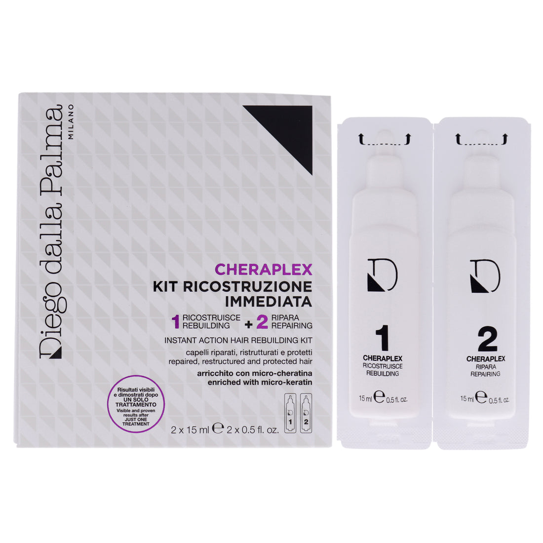 Cheraplex Instant Action Hair Rebuilding Kit by Diego Dalla Palma for Unisex - 2 x 0.5 oz Treatment