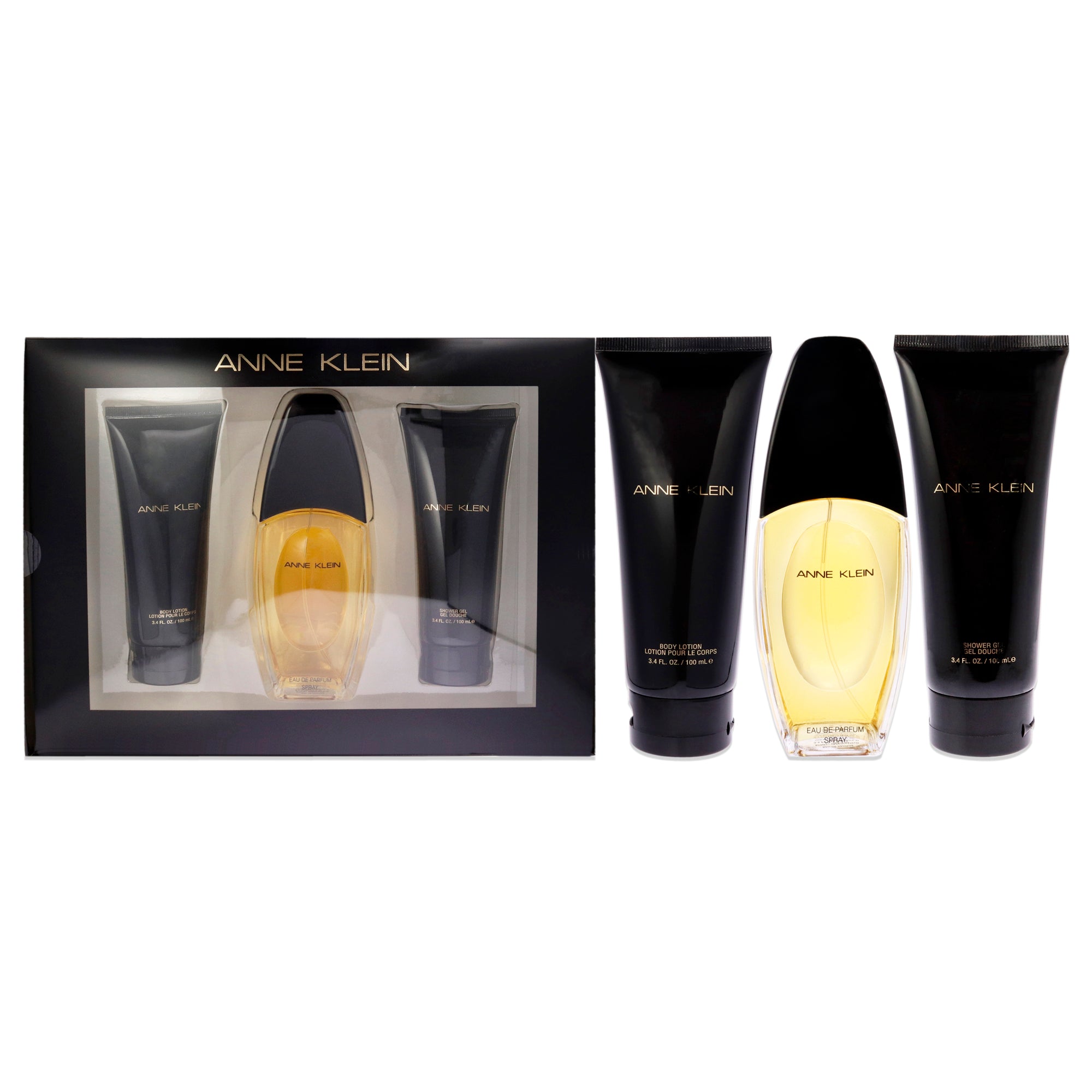 Anne Klein by Anne Klein for Women 3 Pc Gift Set 3.4oz EDP Spray, 3.4oz Body lotion, 3.4oz Shower Gel