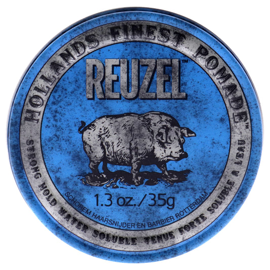 Blue Strong Hold Water Soluble Pomade by Reuzel for Men - 1.3 oz Pomade