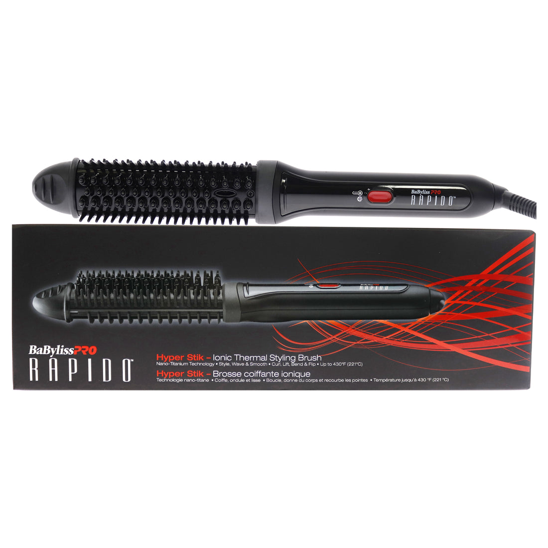 Rapido Hyper Stik Ionic Thermal Styling Brush - BABRSHBC - Black - Black