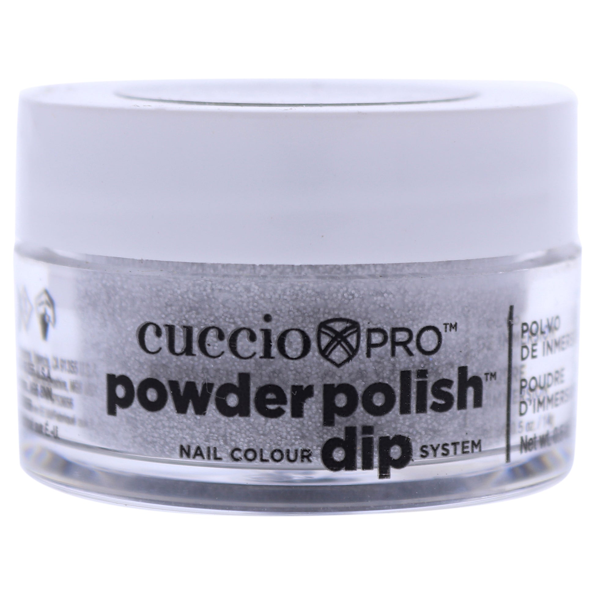 Cuccio Colour Pro Powder Polish Nail Colour Dip System - Silver with Silver Glitter