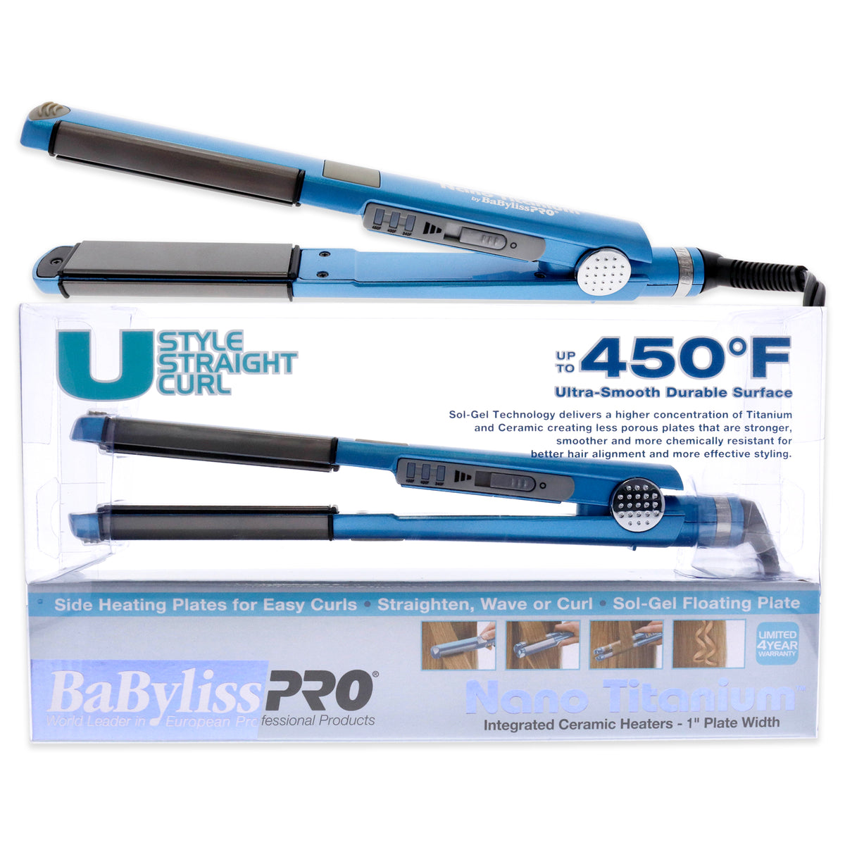 Pro Nano Titanium U Style Straight Curl - BABNT2071N - Blue