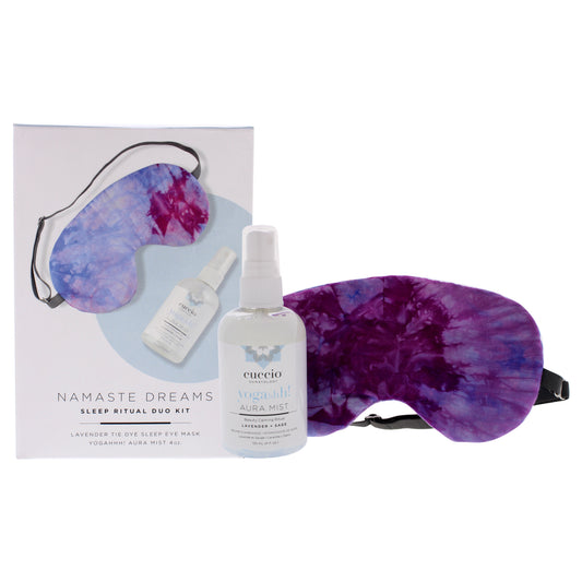Namaste Dreams Duo Kit by Cuccio Somatology for Unisex - 2 Pc 4oz Yogahhh Aura Mist, 1 Pc Lavender Tie Dye Sleep Eye Mask