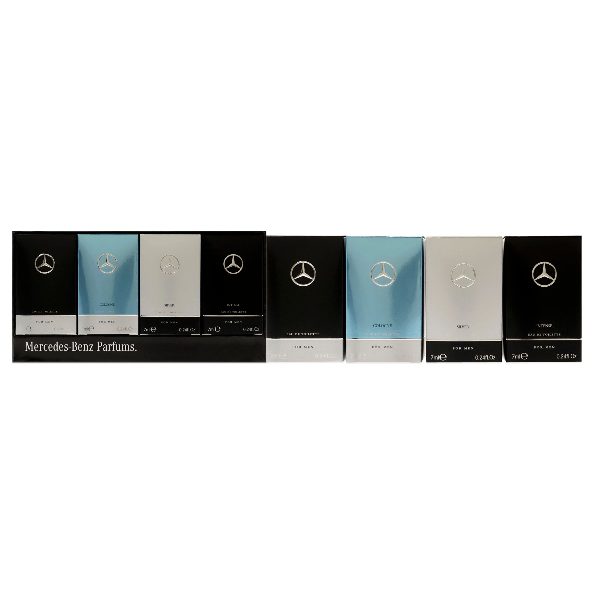 Mercedes-Benz by Mercedes-Benz for Men - 4 Pc Mini Gift Set 4 x 0.24oz EDT Splash Mercedes-Benz, Mercedes-Benz Cologne, Mercedes-Benz Silver, Mercedes-Benz Intense