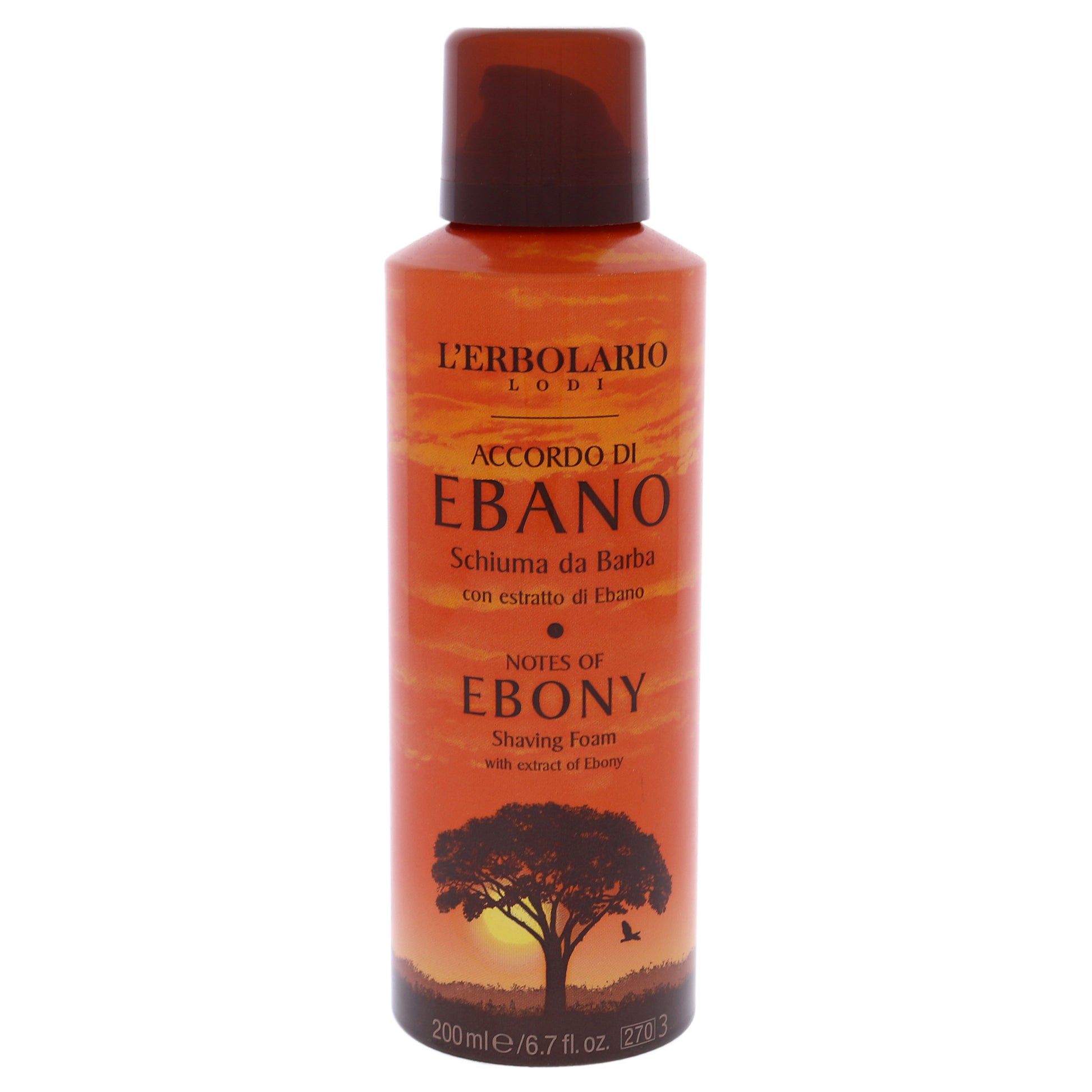 Notes of Ebony Shaving Foam by LErbolario for Men - 6.7 oz Shaving Foam