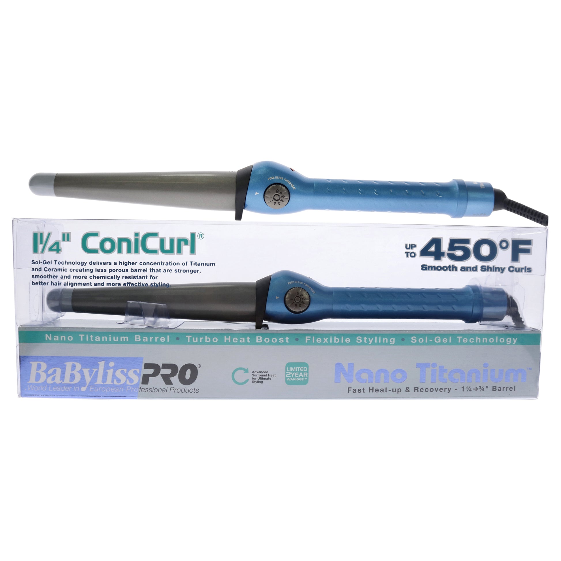 Nano Titanium Conicurl Iron - BABNT125TBN - Grey-Blue