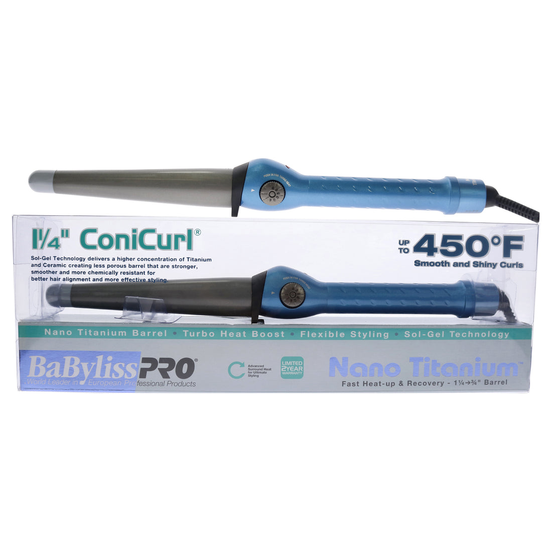 Nano Titanium Conicurl Iron - BABNT125TBN - Grey-Blue