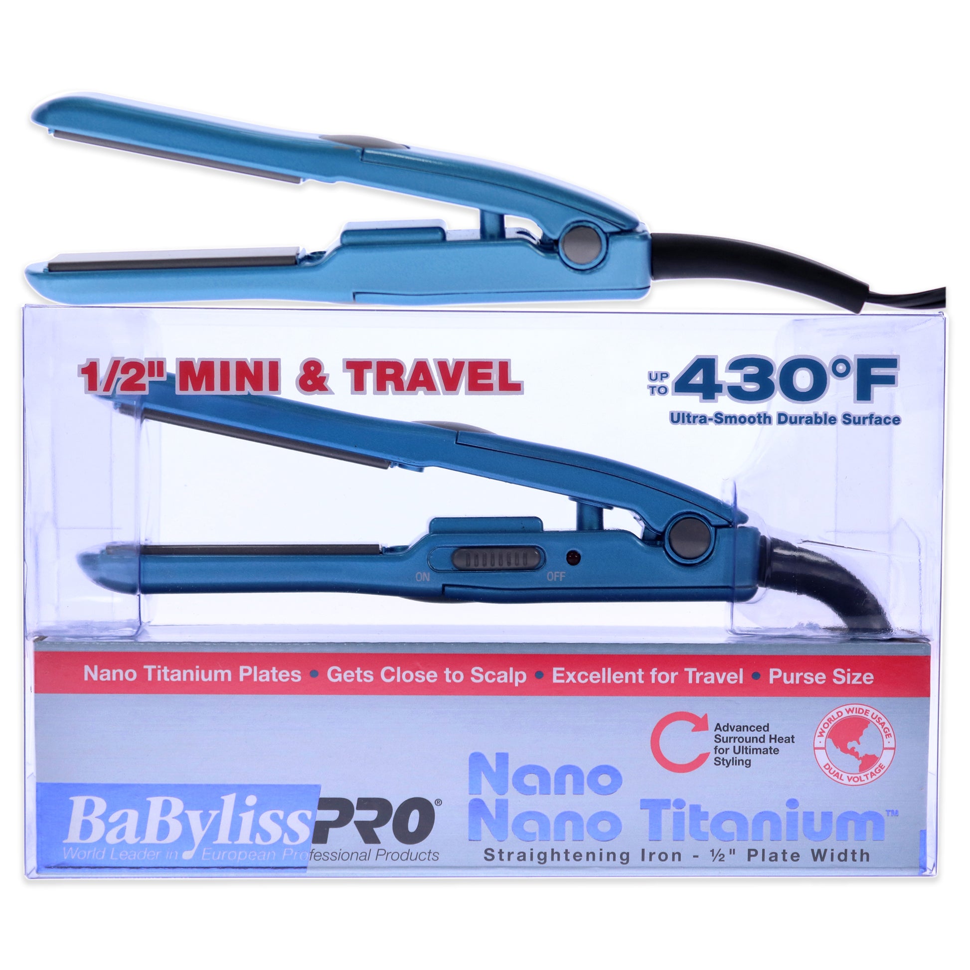 Nano Titanium Mini Straightening Iron - BABNT3050N - Blue