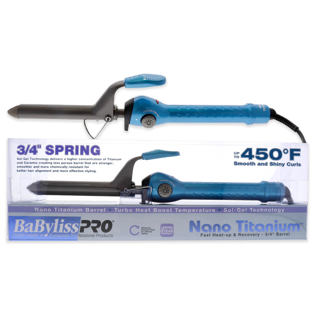 Nano Titanium Spring Curling Iron - BABNT75SN - Blue