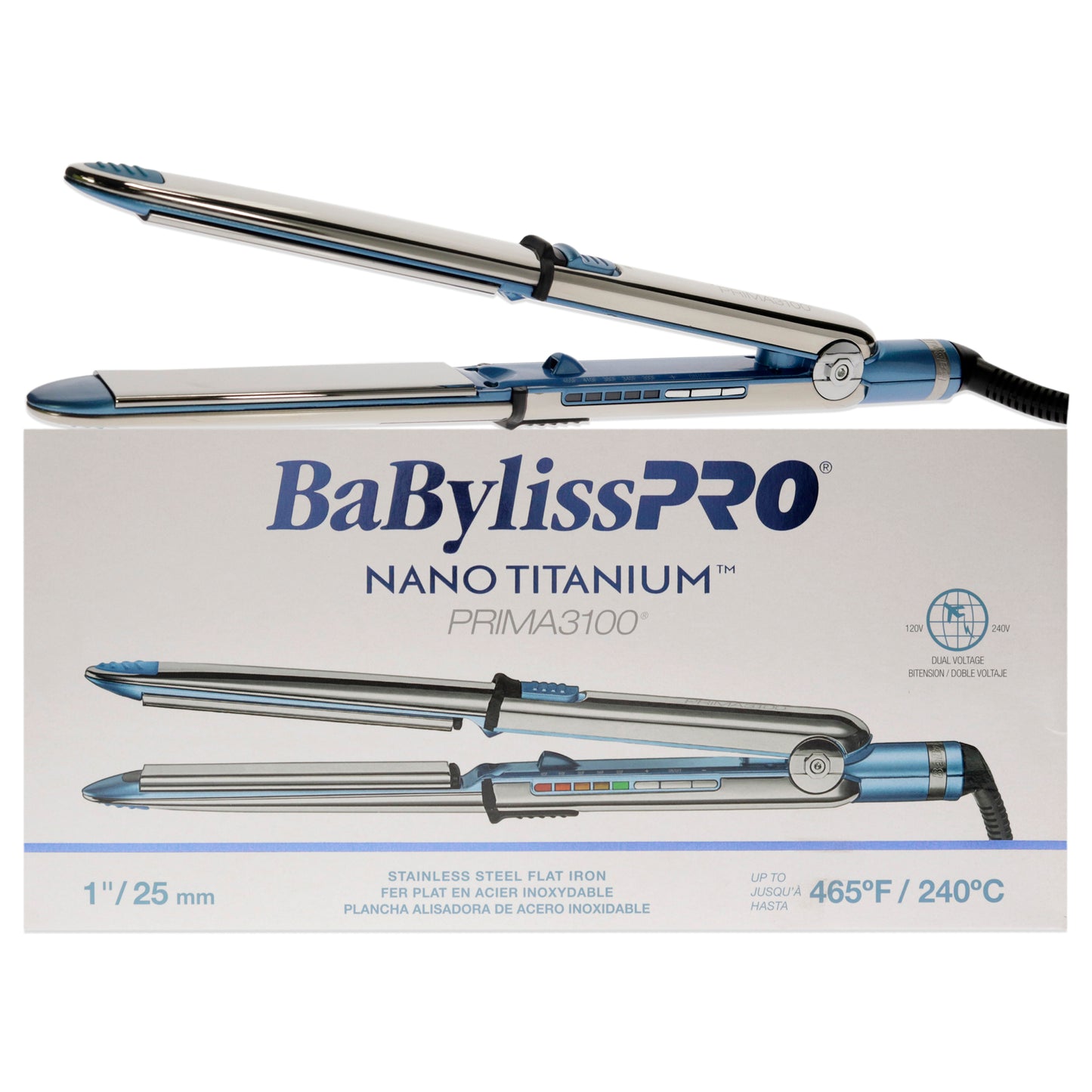Nano Titanium Prima 3100 Ionic Straightener - BNT3100TUC - Silver-Blue