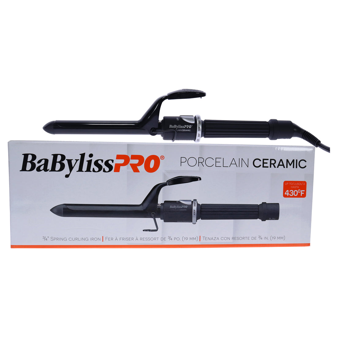 Porcelain Ceramic Spring Curling Iron - BP75SUC - Black