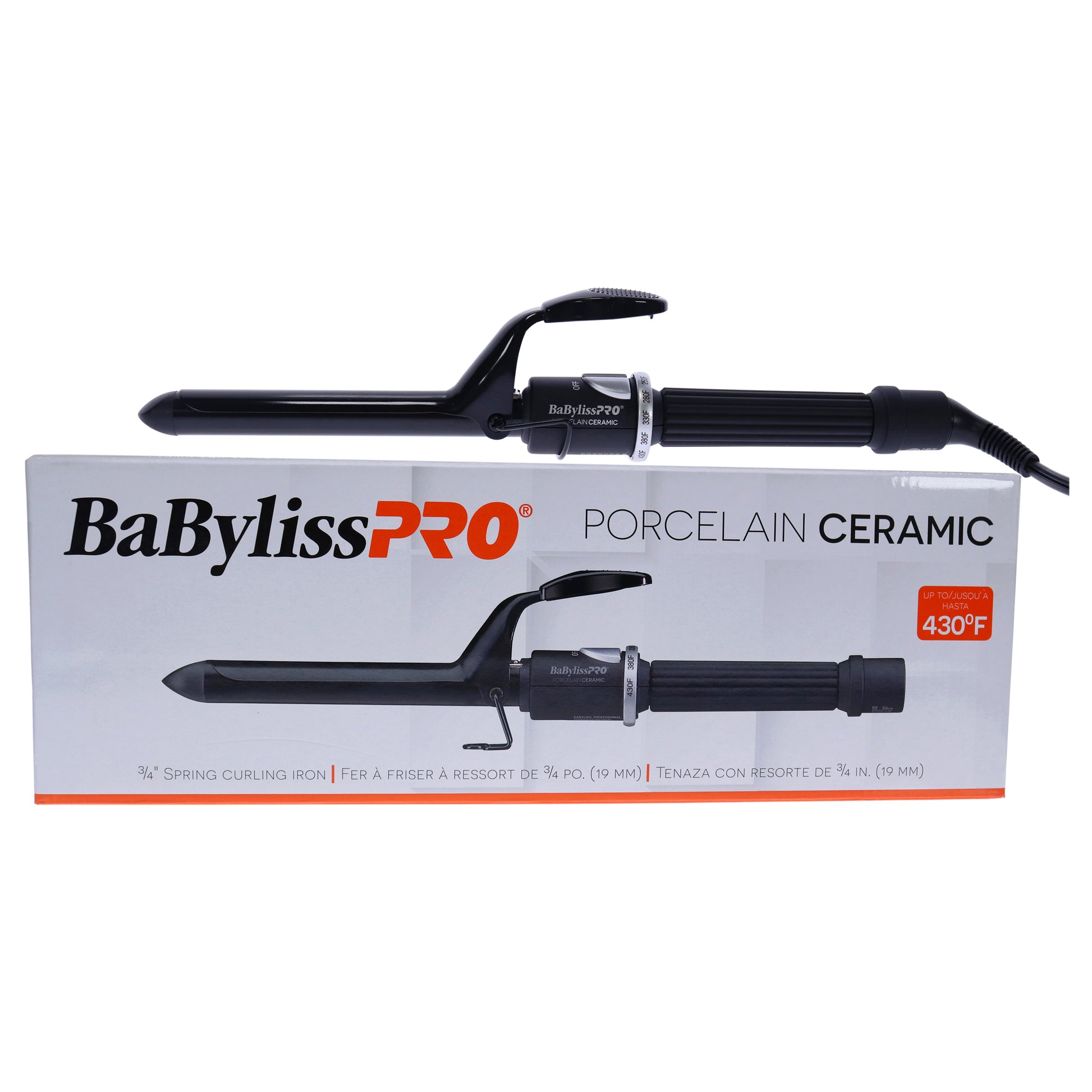 Porcelain Ceramic Spring Curling Iron - BP75SUC - Black