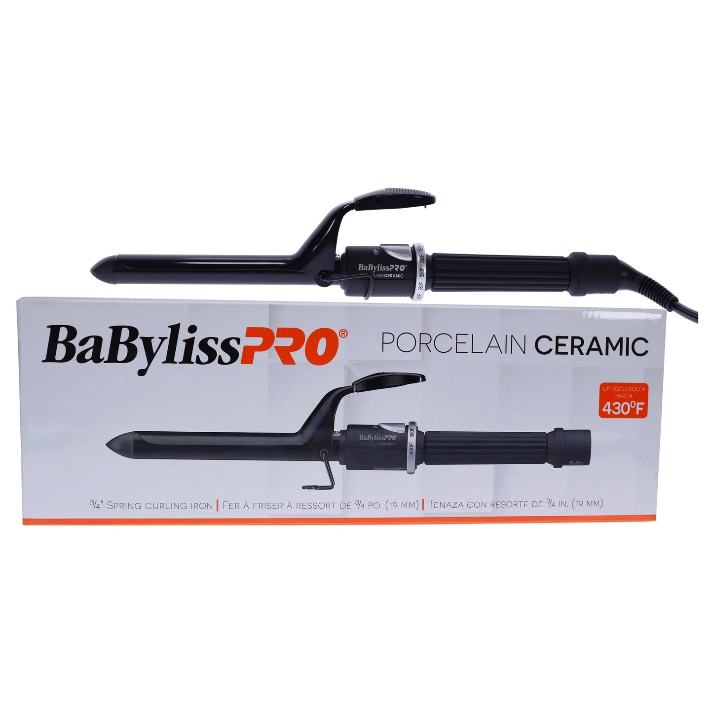 Porcelain Ceramic Spring Curling Iron - BP75SUC - Black