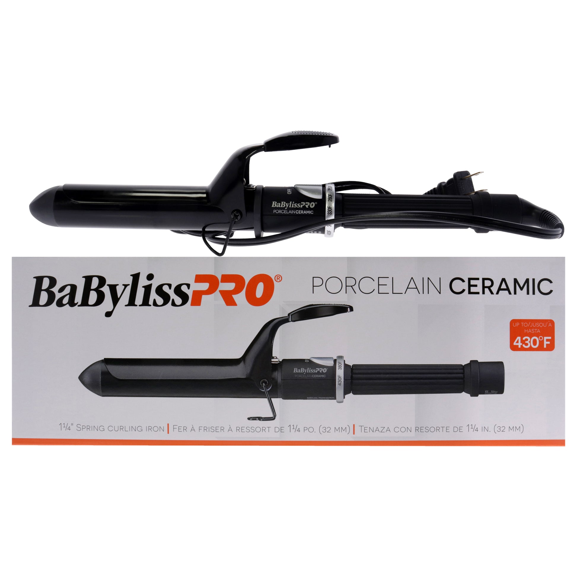 Porcelain Ceramic Spring Curling Iron - BP125SUC - Black
