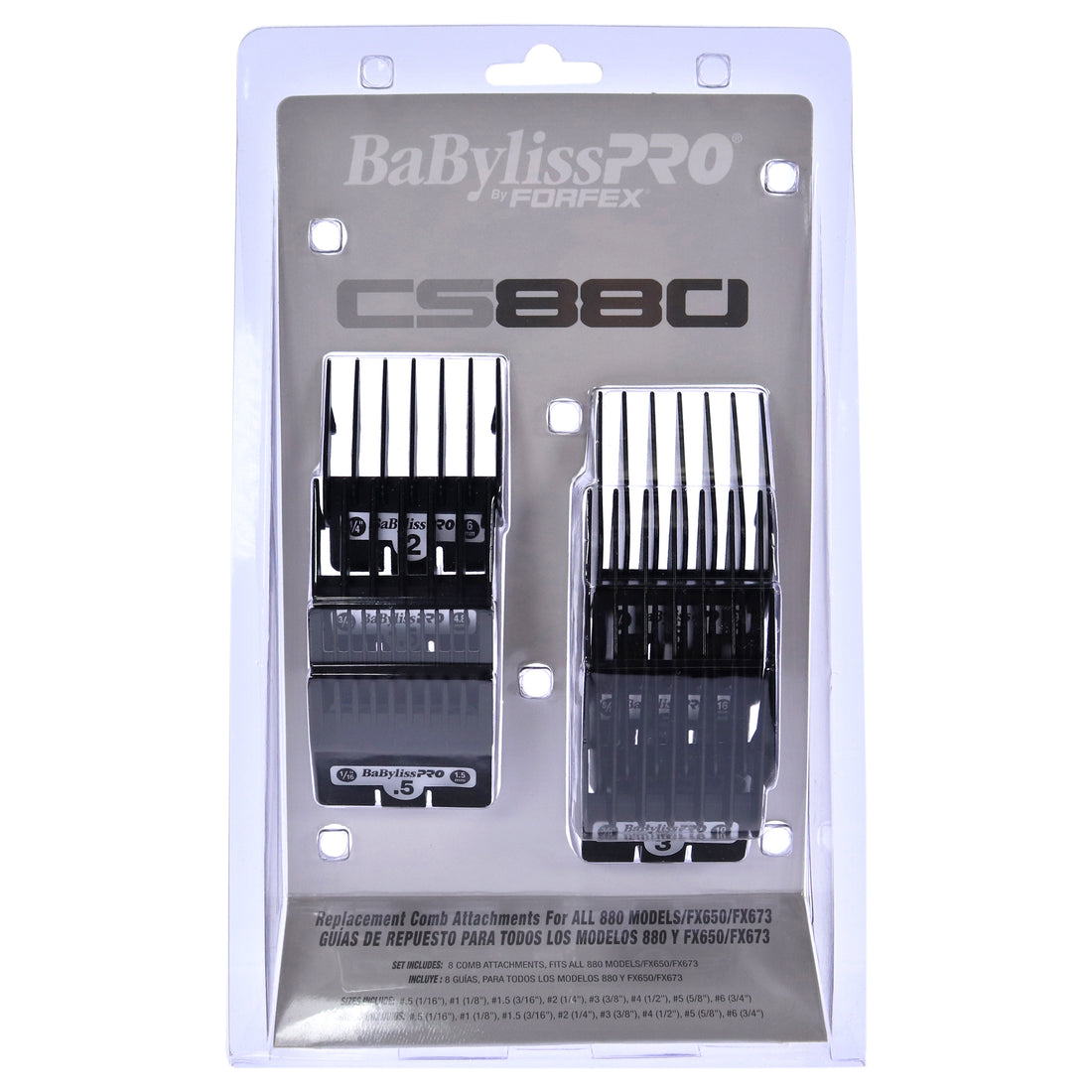 Forfex Replacement Comb Attachments - FXCS880 by BaBylissPRO for Unisex - 8 Pc Comb