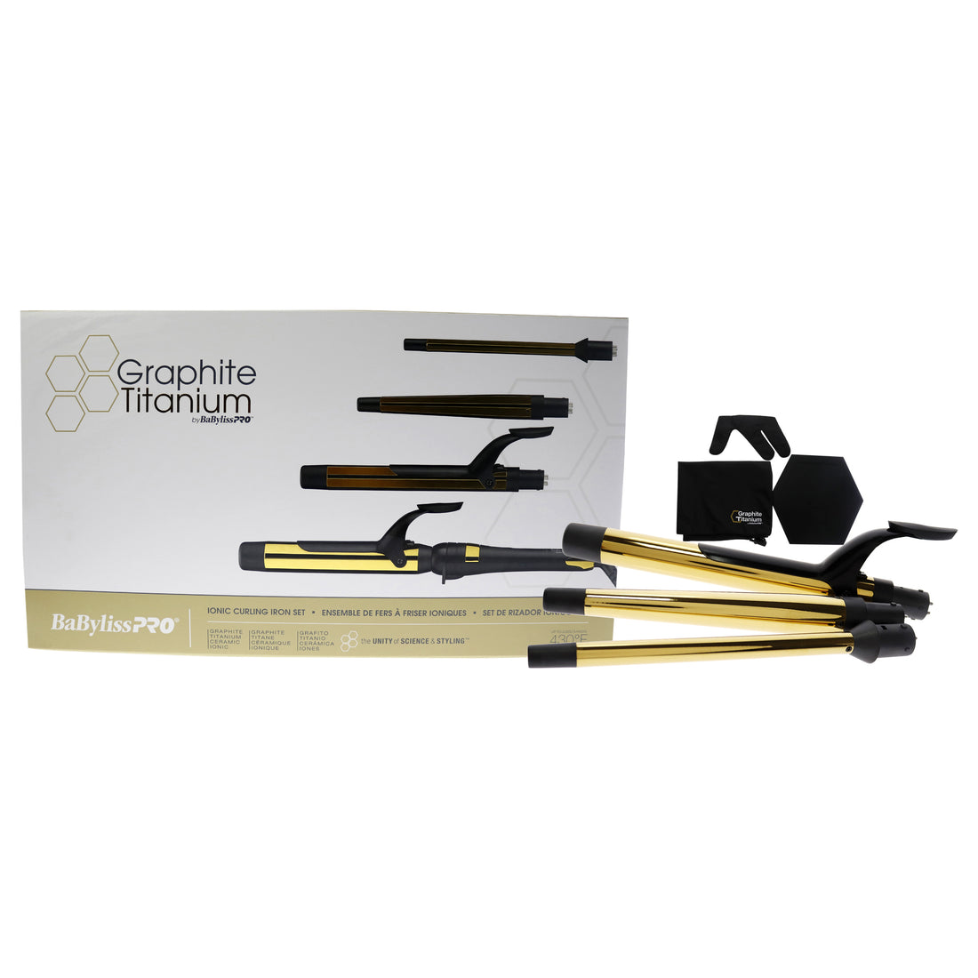 Graphite Titanium Ionic Curling Iron Set - BGT4NUC - Black-Gold