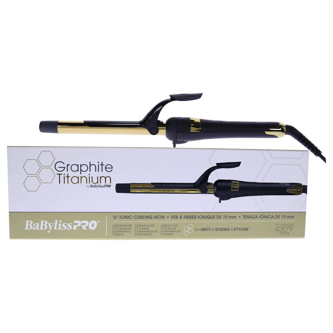 Graphite Titanium Ionic Curling Iron - BGT75NUC - Black-Gold