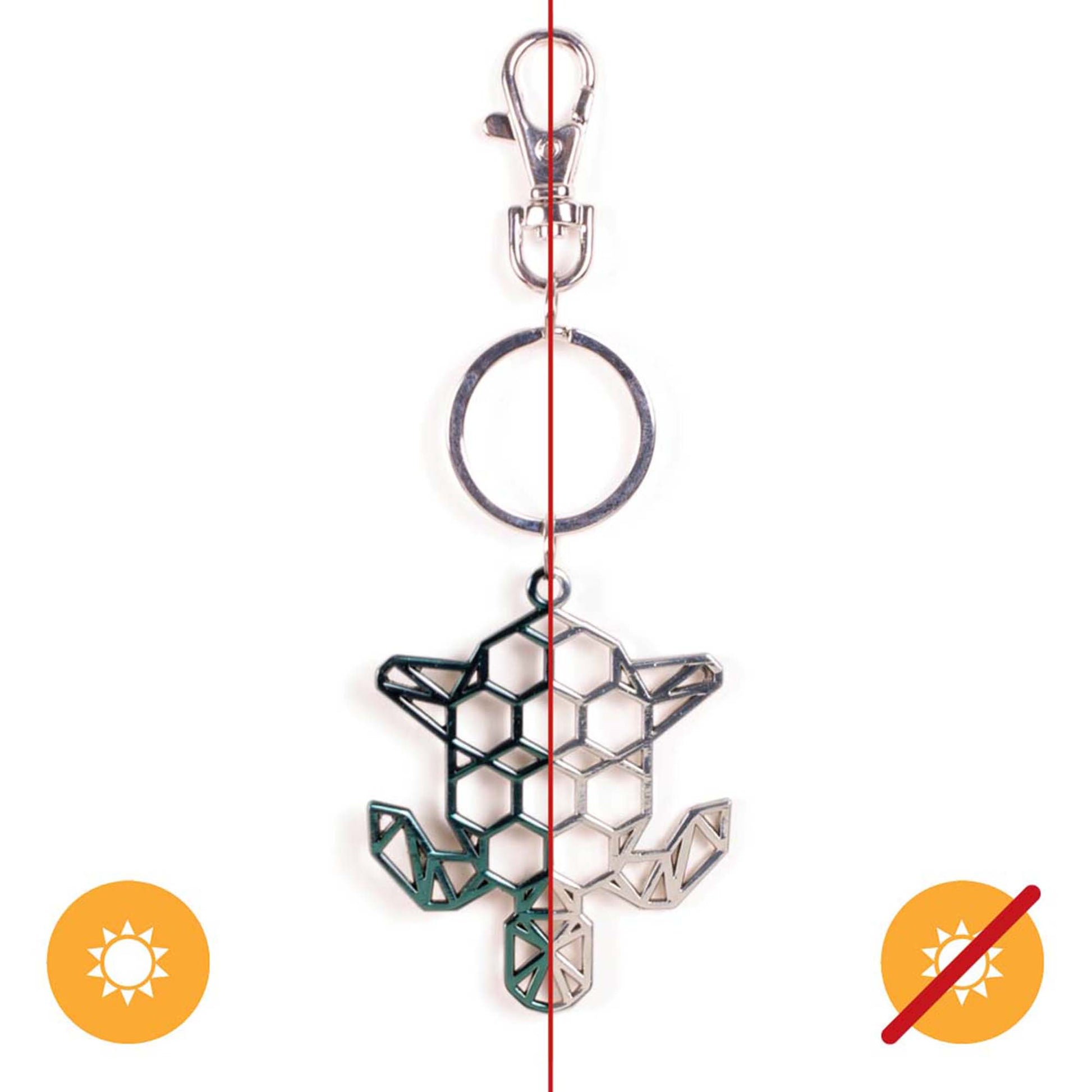 Color-Changing Key Chain Metal Turtle - Green