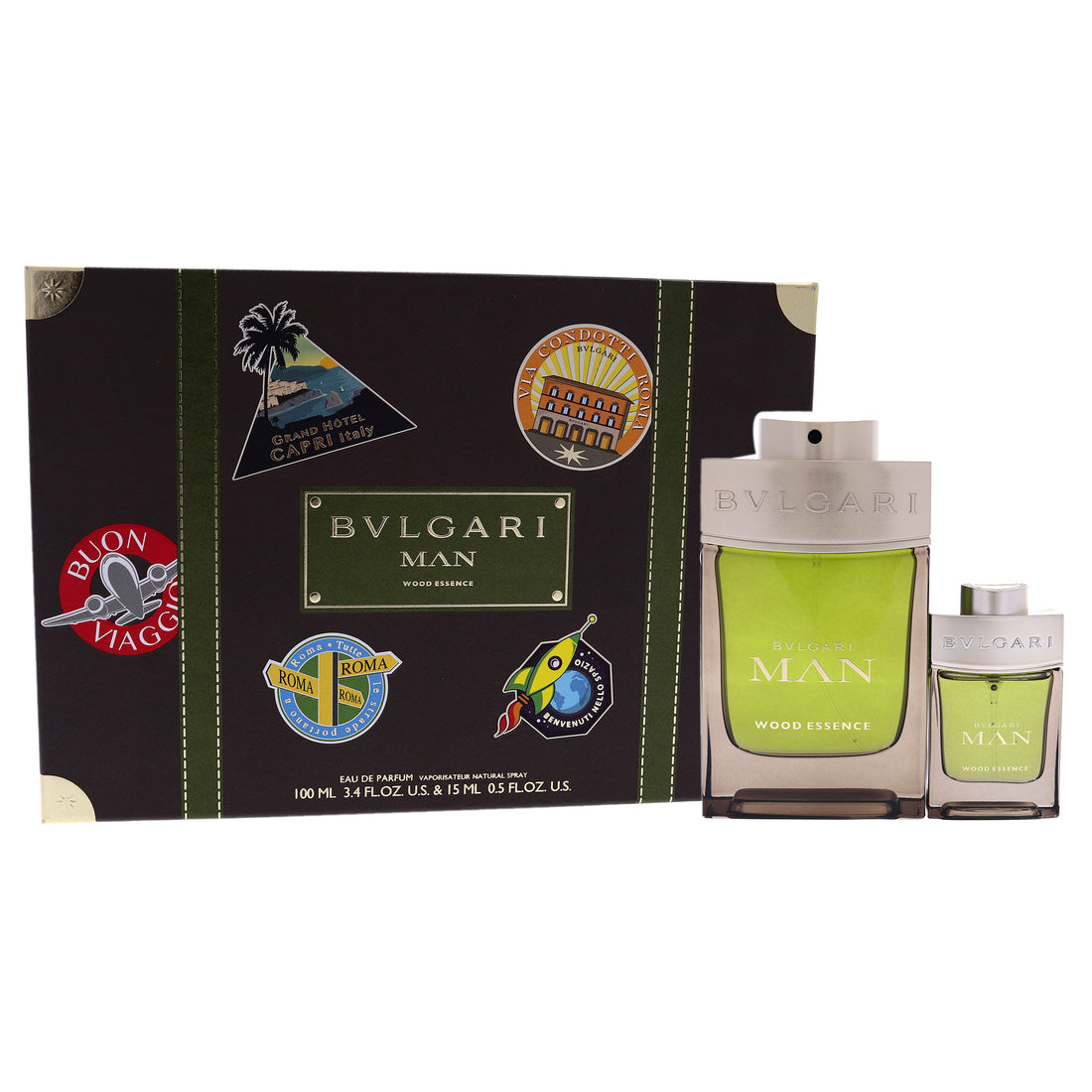 Bvlgari Man Wood Essence by Bvlgari for Men - 2 Pc Gift Set 3.4oz EDP, 0.5oz EDP Spray