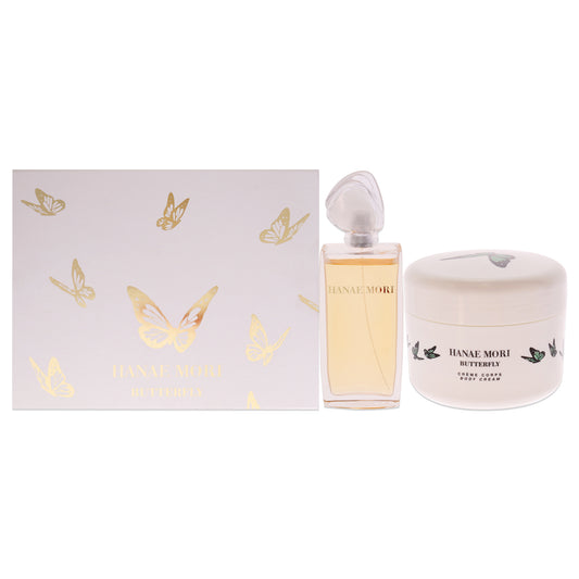 Hanae Mori Butterfly by Hanae Mori for Women 2 Pc Gift Set 3.4oz EDP Spray, 8.5oz Body Cream
