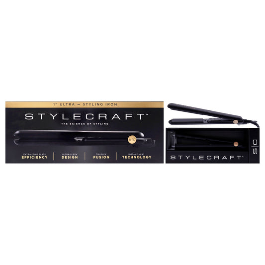 Ultra Styling Iron - SCUS1 Black by StyleCraft for Unisex - 1 Inch Flat Iron