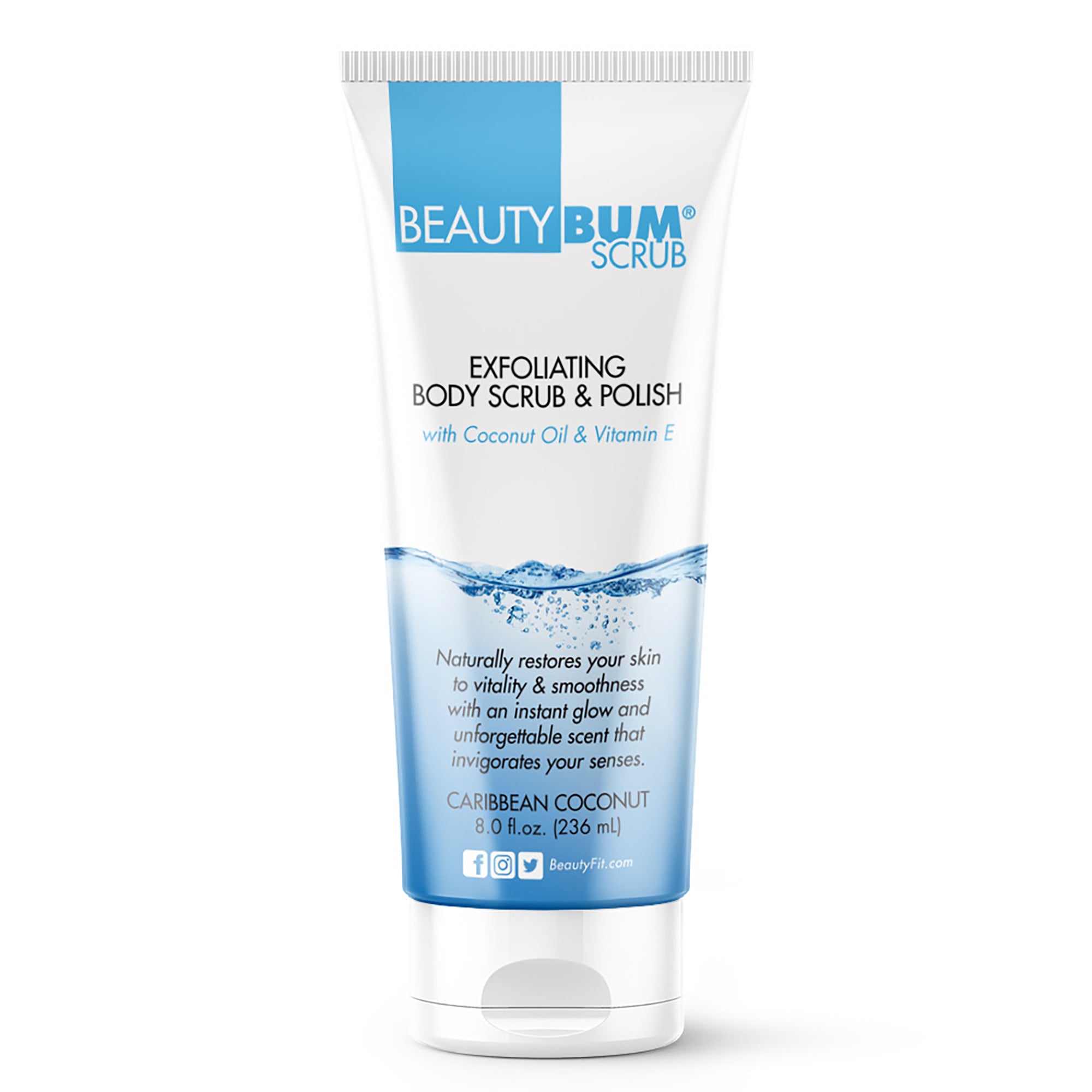 BeautyBum Scrub Exfoliating Body Scrub and Polish - Caribbean Coconut by BeautyFit for Women - 8 oz Scrub