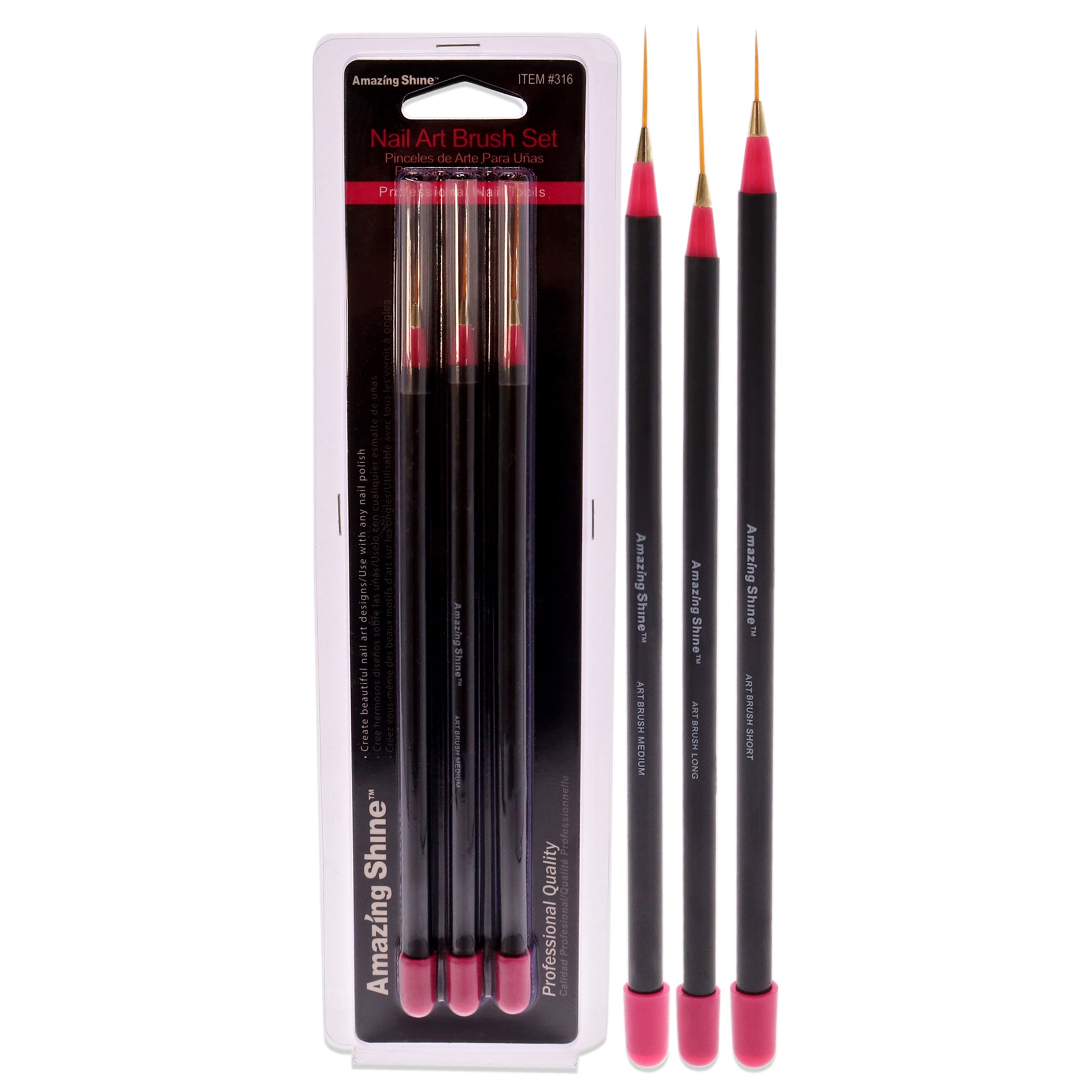 Amazing Shine Professional 3 Piece Nail Art Brush Set