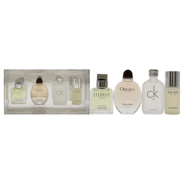 Calvin Klein by Calvin Klein for Men - 4 Pc Mini Gift Set 0.5 oz Eternity EDT, 0.5 oz Escape EDT, 0.5 oz CK One EDT and 0.5 oz Obsession EDT