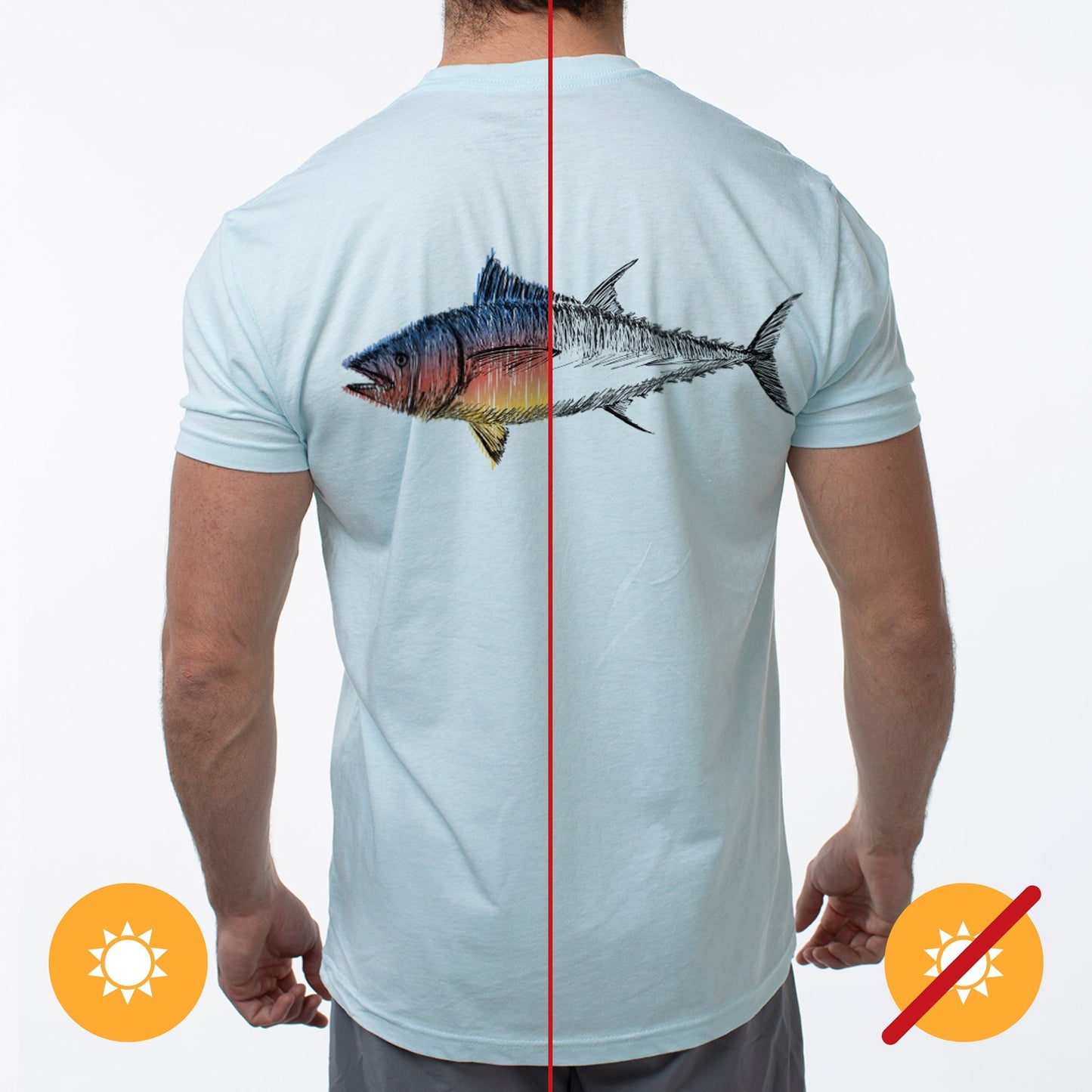 Men Classic Crew Tee - Big Fish-Ice Blue