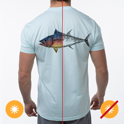 Men Classic Crew Tee - Big Fish-Ice Blue