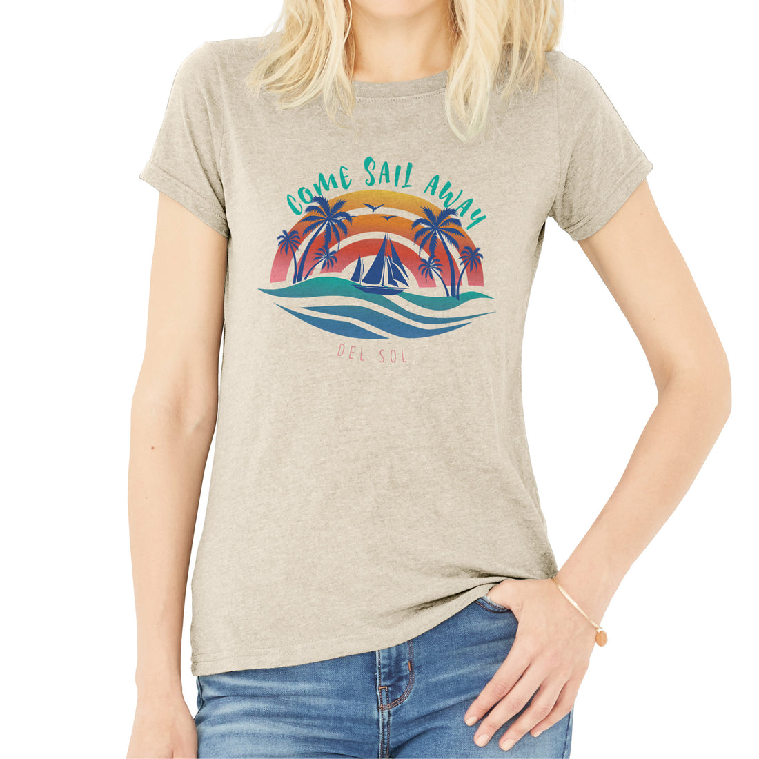 V-Neck Tee - Anchors Away - Grey