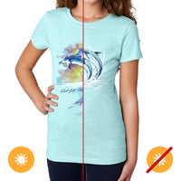 Junior Crew Tee - Watercolor Dolphins-Ice Blue