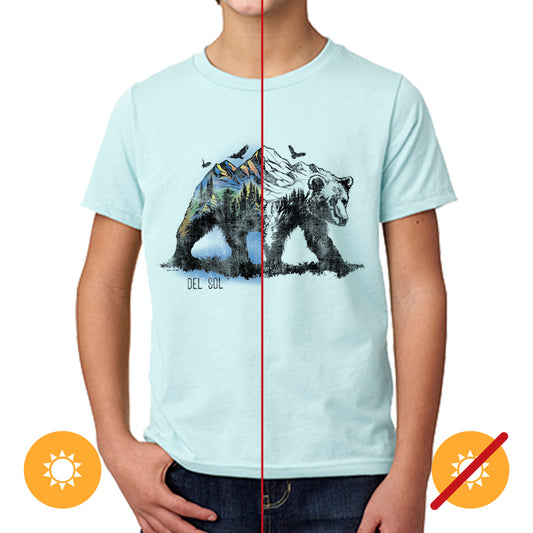 Kids Crew Tee - Bear Scene - Ice Blue