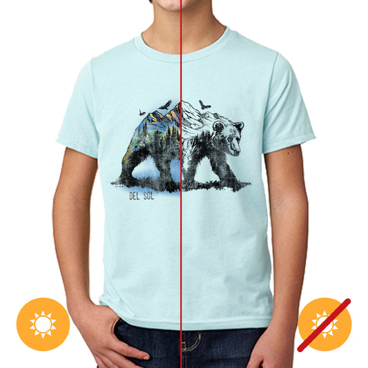 Kids Crew Tee - Bear Scene - Ice Blue