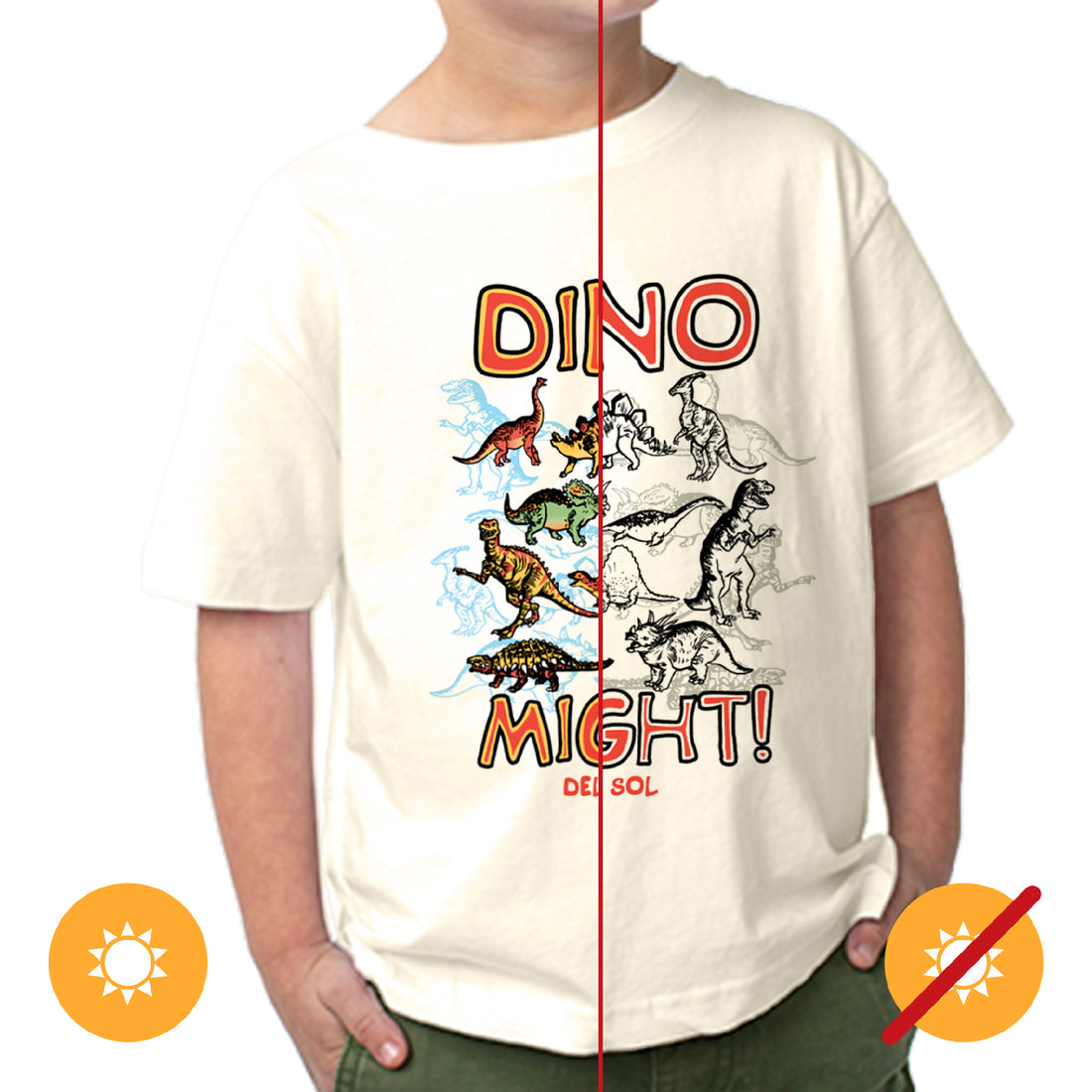 Kids Crew Tee - Dino Might - Beige