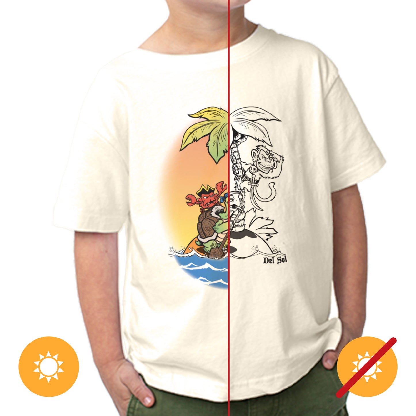 Kids Crew Tee - Pirate Trio - Beige