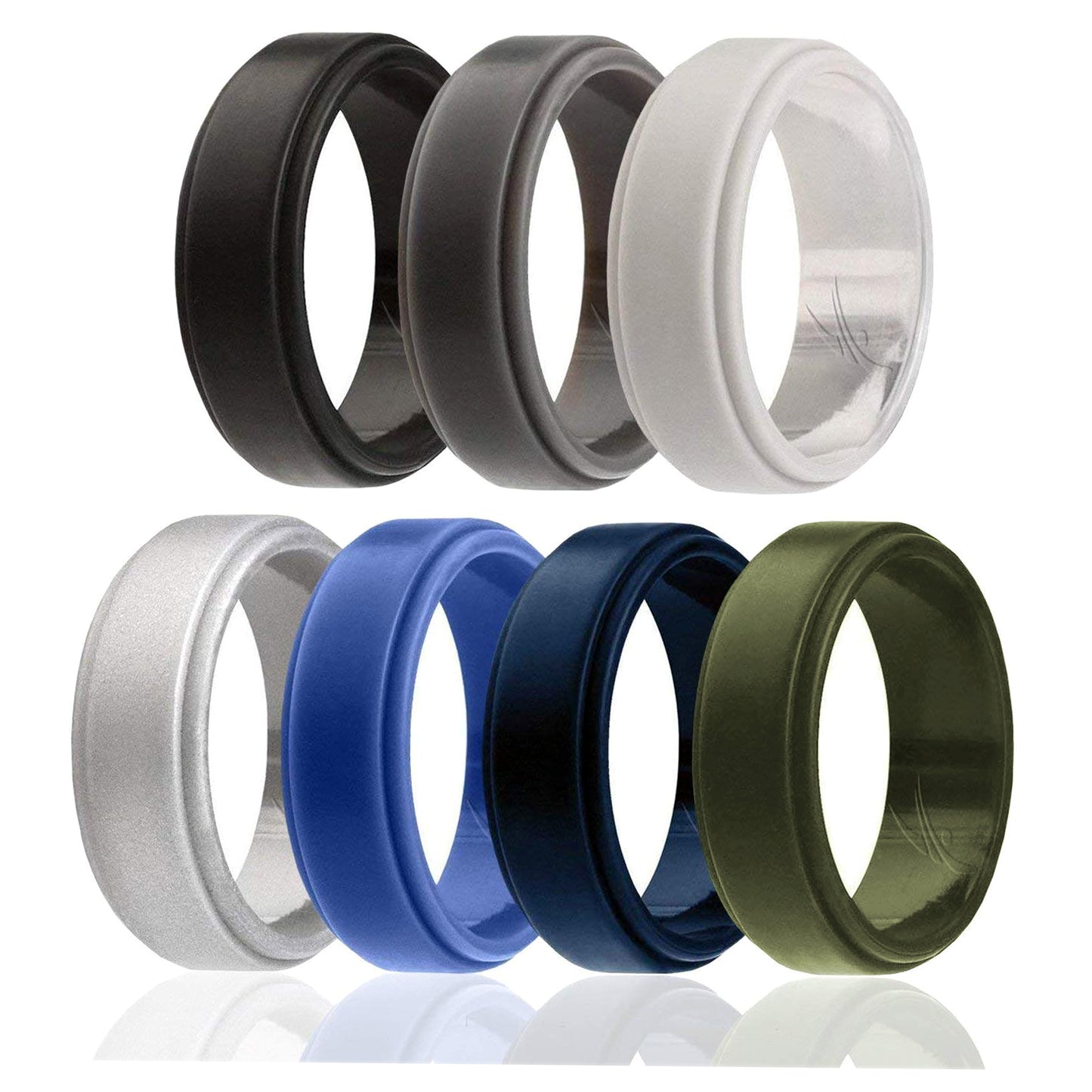 Silicone Wedding Ring - Step Edge Style Set