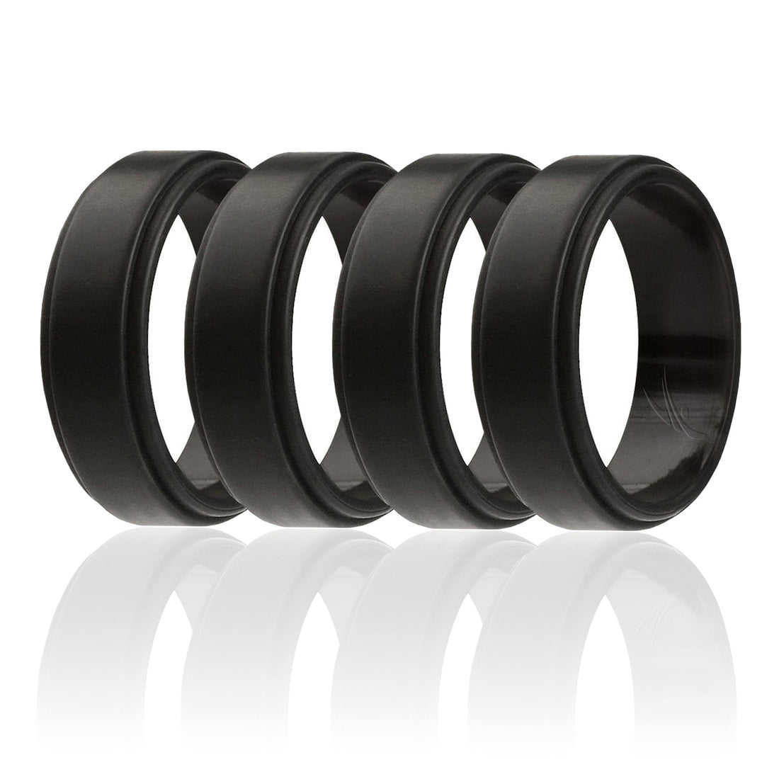 ROQ Silicone Wedding Ring - Step Edge Style - Black