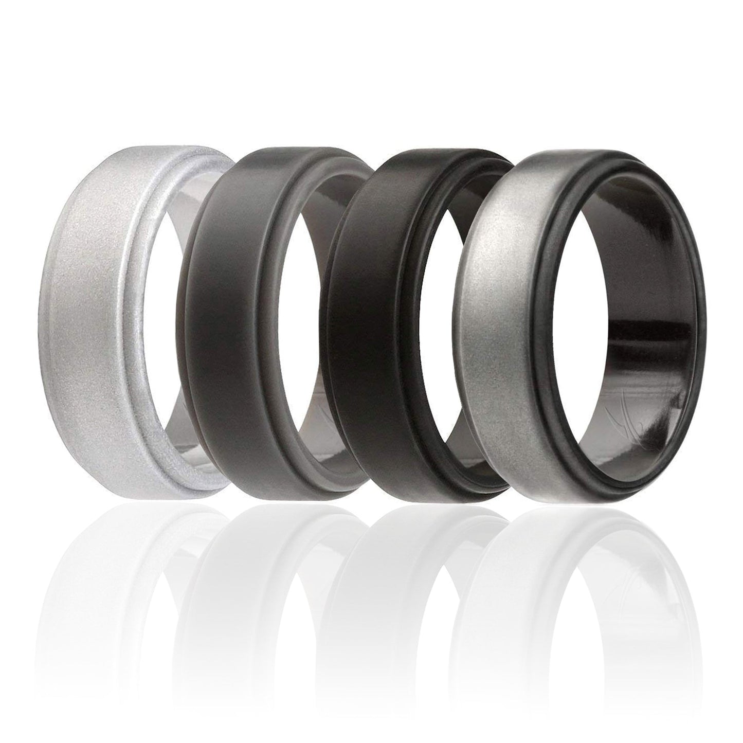 Silicone Wedding Ring - Step Edge Style Set