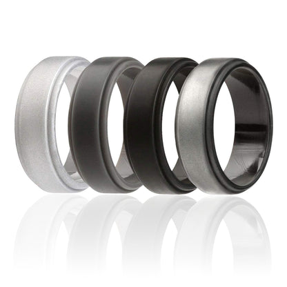 Silicone Wedding Ring - Step Edge Style Set