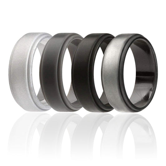 Silicone Wedding Ring - Step Edge Style Set