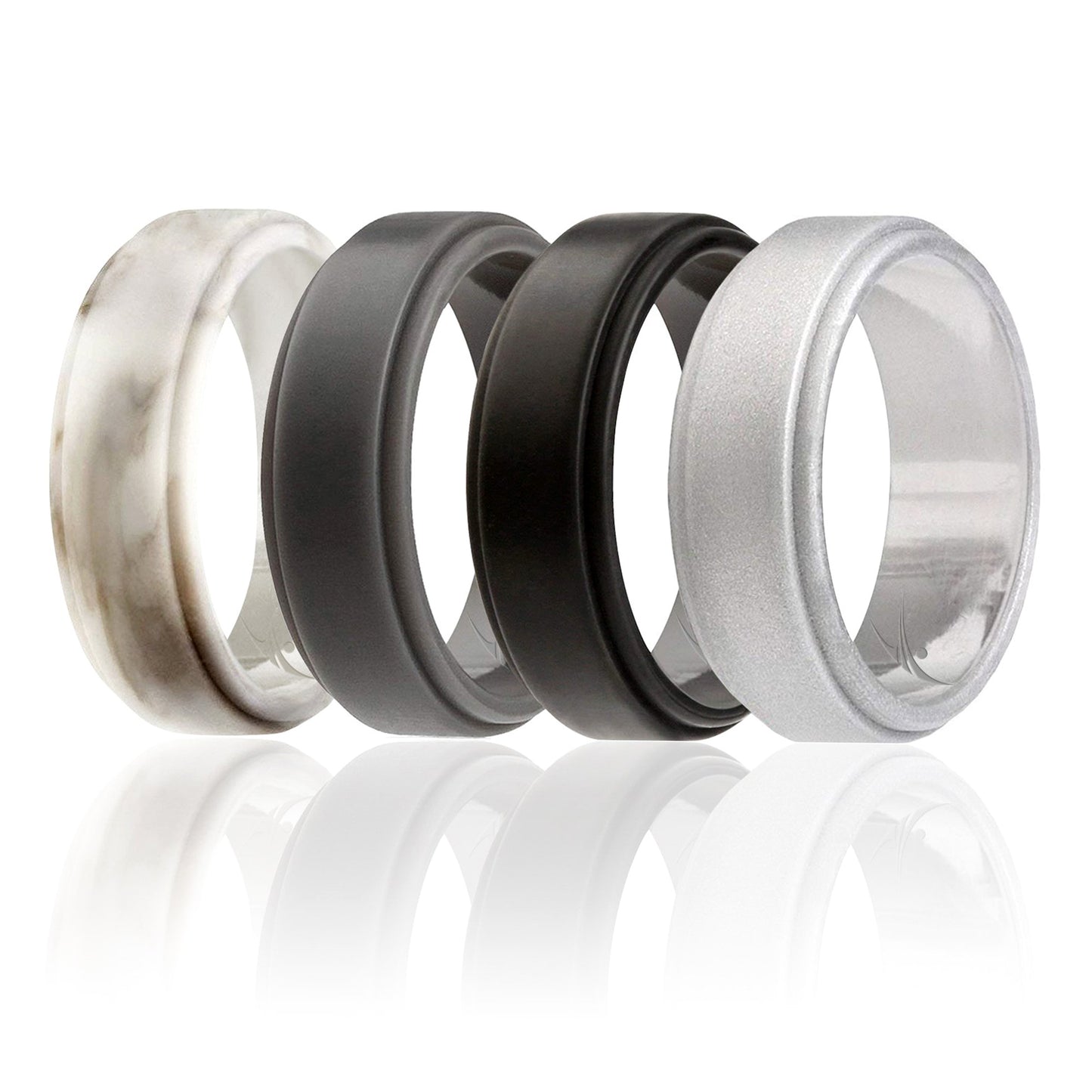 Silicone Wedding Ring - Step Edge Style Set