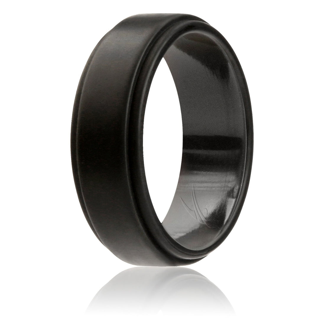 ROQ Silicone Wedding Ring - Step Edge Style - Black