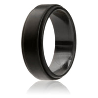 ROQ Silicone Wedding Ring - Step Edge Style - Black