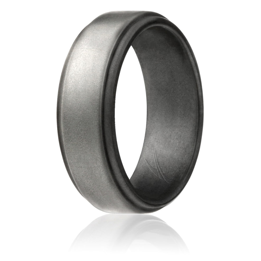 ROQ Silicone Wedding Ring - Step Edge Style - Platinum