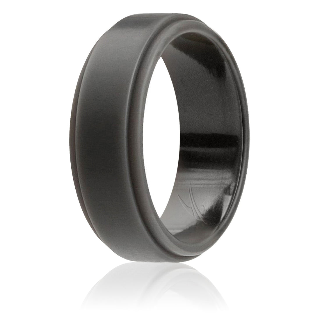 Silicone Wedding Ring - Step Edge Style - Grey